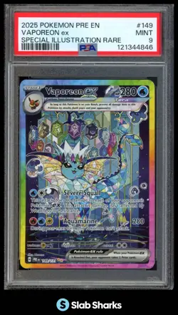 2025 POKEMON PRE EN #149/131 VAPOREON EX SPECIAL ILLUSTRATION RARE PSA 9 - Image 1
