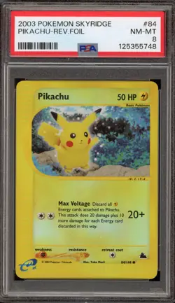 Pokemon Pikachu Skyridge Reverse Holo #84 PSA 8 - Image 1
