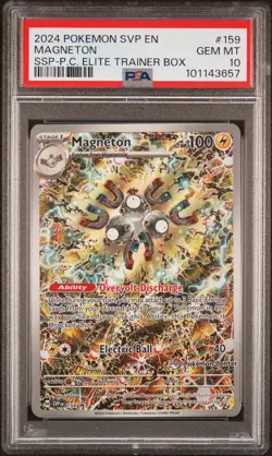 2024 POKEMON SVP SURGING SPARKS POKEMON CENTER ETB PROMO #159 MAGNETON PSA 10 - Image 1