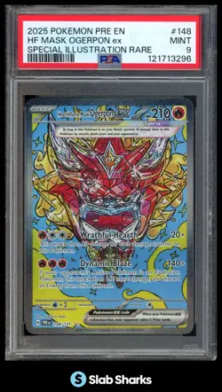 2025 POKEMON PRE #148/131 HEARTHFLAME MASK OGERPON EX SPECIAL ILLUSTRATION PSA 9 - Image 1