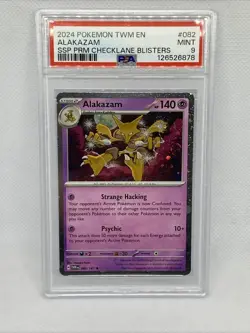 Pokemon Alakazam - Cosmos Holo - Surging Sparks Blister Promo Pokemon #082 PSA 9 - Image 1
