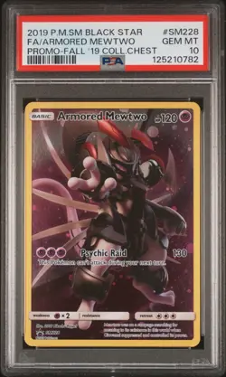 2019 Pokemon Black Star FA Armored Mewtwo #SM228 P. Fall '19 Chest PSA 10 QT - Image 1