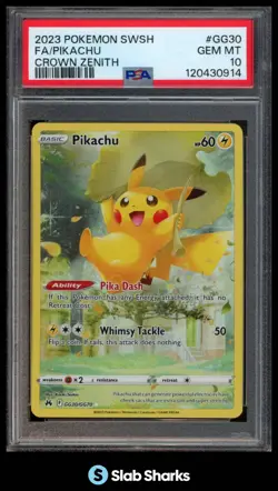 2023 POKEMON SWORD SHIELD CROWN ZENITH PIKACHU GALARIAN GALLERY GG30/GG70 PSA 10 - Image 1