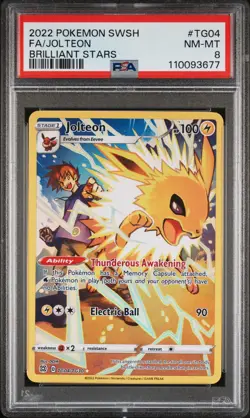 2022 POKEMON SWORD & SHIELD BRILLIANT STARS #TG04 FULL ART/JOLTEON PSA 8 - Image 1