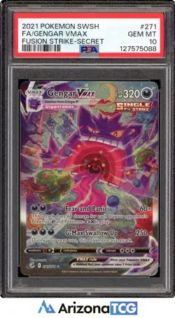 Pokemon 2021 Gengar VMAX 271/264 Alt Art Fusion Strike GEM MINT PSA 10 - Image 1