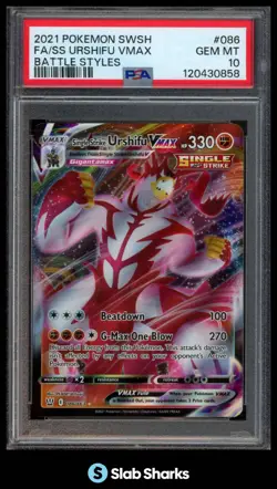 2021 POKEMON SWSH BATTLE STYLES SINGLE STRIKE URSHIFU VMAX #086/163 PSA 10 - Image 1