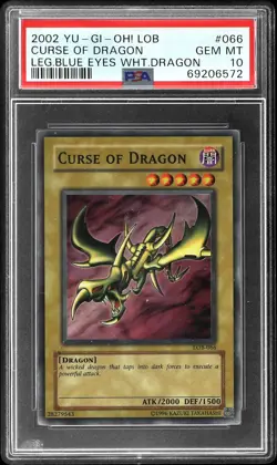 2002 YU-GI-OH! LOB-LEGEND OF BLUE EYES WHITE DRAGON #066 CURSE OF DRAGON PSA 10 - Image 1