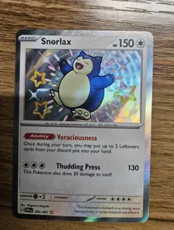 Pokemon Snorlax TCG Baby Shiny Holo Card 202/091 Paldean Fates Near mint! - Image 2