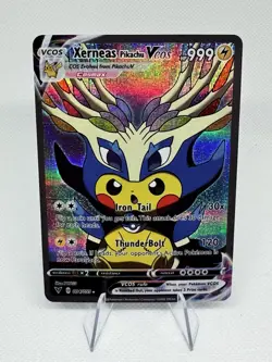 Mint Pokemon Pikachu Cosplay Xerneas DIY Kawaii Holo Card - Image 1