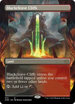 NM Borderless Blackcleave Cliff, MTG, Phyrexia: One, Magic the Gathering, 370 - Image 1