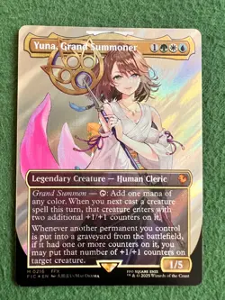 Yuna, Grand Summoner M 0216 Borderless SURGE Foil Commander Final Fantasy MtG - Image 1