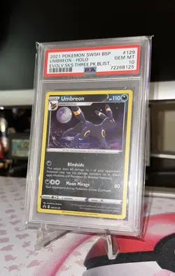 Pokemon Umbreon Holo Evolving Skies 2021 Three Pack Blister, SWSH#129, PSA 10 - Image 1