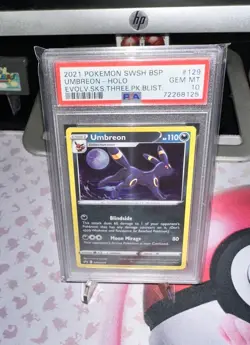 Pokemon Umbreon Holo Evolving Skies 2021 Three Pack Blister, SWSH#129, PSA 10 - Image 3