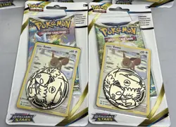 2-Pokemon TCG Sword & Shield Brilliant Stars Booster Packs W/ Promo Coin Eevee - Image 1