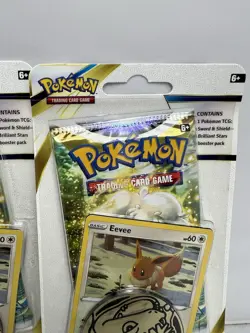 2-Pokemon TCG Sword & Shield Brilliant Stars Booster Packs W/ Promo Coin Eevee - Image 2