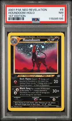 Pokemon Houndoom Neo Revelation 1st Edition Holo Rare #8 PSA 7 (2025/new cert) - Image 1