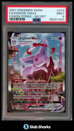 2021 POKEMON SWORD & SHIELD FUSION STRIKE #270/264 ESPEON VMAX FULL ART SR PSA 9 - Image 1