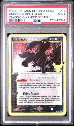 2021 POKEMON CELEBRATIONS CLASSIC COLL #17 UMBREON-GOLD STAR PSA 9 - Image 1