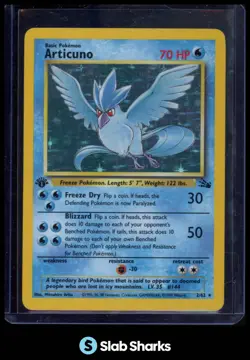 1999 POKEMON FOSSIL 1ST EDITION #2/62 ARTICUNO HOLO RARE - Image 1