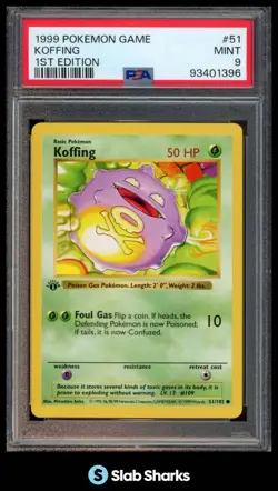 1999 POKEMON SET 1ST EDITION #51/102 KOFFING PSA 9 - Image 1