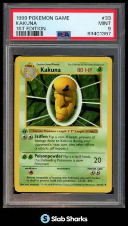 1999 POKEMON SET 1ST EDITION #33/102 KAKUNA PSA 9 - Image 1
