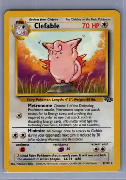 1999 Pokemon Clefable #17/64 - Image 1