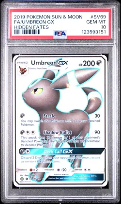 2019 POKEMON SUN & MOON HIDDEN FATES #SV69 FULL ART/UMBREON GX PSA 10 - Image 1