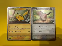 Pikachu 025/165 EEVEE 133/165 Pokemon Holiday Calendar 2025 Stamp Snowflake - Image 1