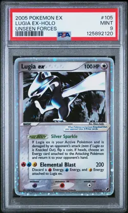 2005 POKEMON EX UNSEEN FORCES #105 LUGIA EX-HOLO PSA 9 - Image 1
