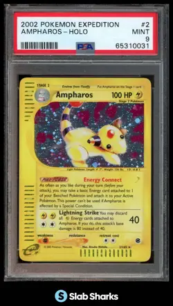 2002 POKEMON EXPEDITION SET #2/165 AMPHAROS HOLO PSA 9 - Image 1