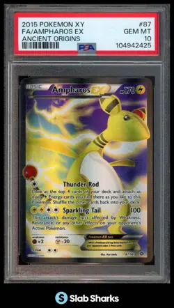 2015 POKEMON XY ANCIENT ORIGINS #87/98 AMPHAROS EX FULL ART PSA 10 - Image 1