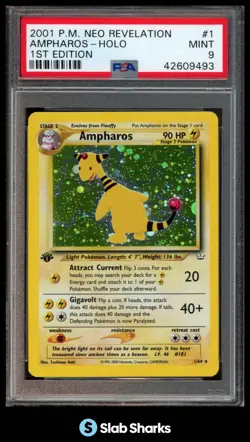 2001 POKEMON NEO REVELATION 1ST EDITION #1/64 AMPHAROS HOLO PSA 9 - Image 1