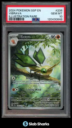 2024 POKEMON SV SURGING SPARKS - SSP #206/191 VIBRAVA ILLUSTRATION RARE PSA 10 - Image 1