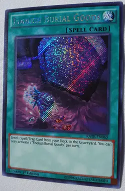 Yugioh 1x Foolish Burial Goods RATE-EN065 Secret Rare 1st Edition Near Mint - Image 2