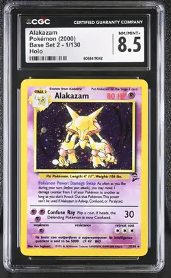 CGC 8.5 Alakazam 2000 Base Set 2 1/130 Holo Pokemon Card - Image 1