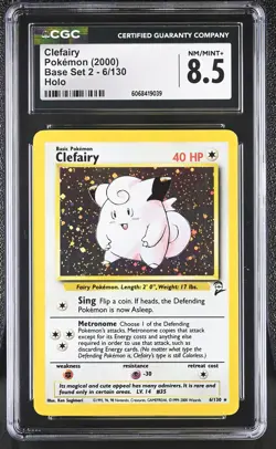 CGC 8.5 Clefairy 2000 Base Set 2 6/130 Holo Pokemon Card - Image 1