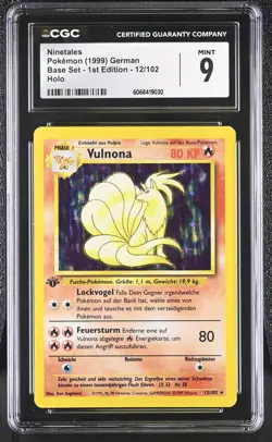 CGC 9 MINT Ninetales 1999 Base Set 1st Edition 12/102 Holo German Pokemon Card - Image 1