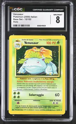 CGC 8 Italian Venusaur 2000 Base Set 15/102 Holo Pokemon Card - Image 1