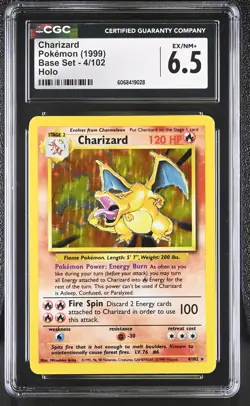CGC 6.5 Charizard 1999 Base Set 4/102 Holo Pokemon Card - Image 1