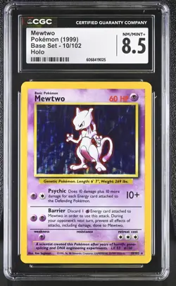 CGC 8.5 Mewtwo 1999 Base Set 10/102 Holo Pokemon Card - Image 1