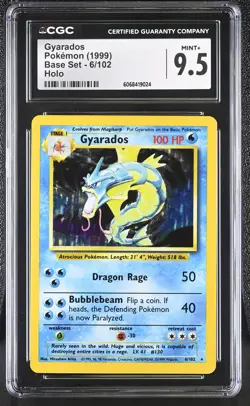 CGC 9.5 MINT+ Gyarados 1999 Base Set 6/102 Holo Pokemon Card - Image 1