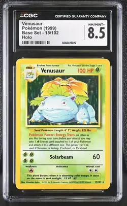 CGC 8.5 Venusaur 1999 Base Set 15/102 Holo Pokemon Card - Image 1