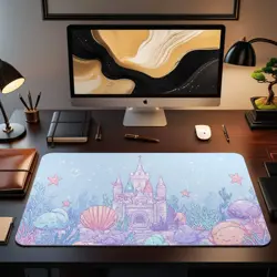 Underwater Castle MTG Playmat - Kawaii Pastel Sea Creatures Ocean Mat - Image 2