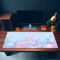 Underwater Castle MTG Playmat - Kawaii Pastel Sea Creatures Ocean Mat - Image 3