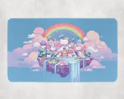 Floating Island MTG Playmat - Kawaii Rainbow Castle Cute EDH TCG Gift - Image 1