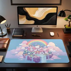 Floating Island MTG Playmat - Kawaii Rainbow Castle Cute EDH TCG Gift - Image 2