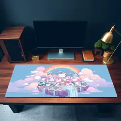 Floating Island MTG Playmat - Kawaii Rainbow Castle Cute EDH TCG Gift - Image 3