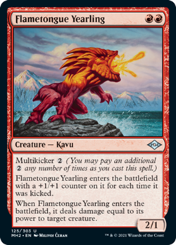 4x Flametongue Yearling - Foil NM-Mint, English Modern Horizons 2 MTG Magic - Image 1