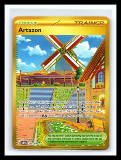 💥 Pokemon TCG Hyper Rare Artazon # 229/197 (Gold Holo Card) Obsidian Flames - Image 1