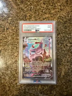 Espeon Vmax PSA 9 Fusion Strike Alt Art Pokemon Card 270/264 Full Art 2021 FA - Image 1